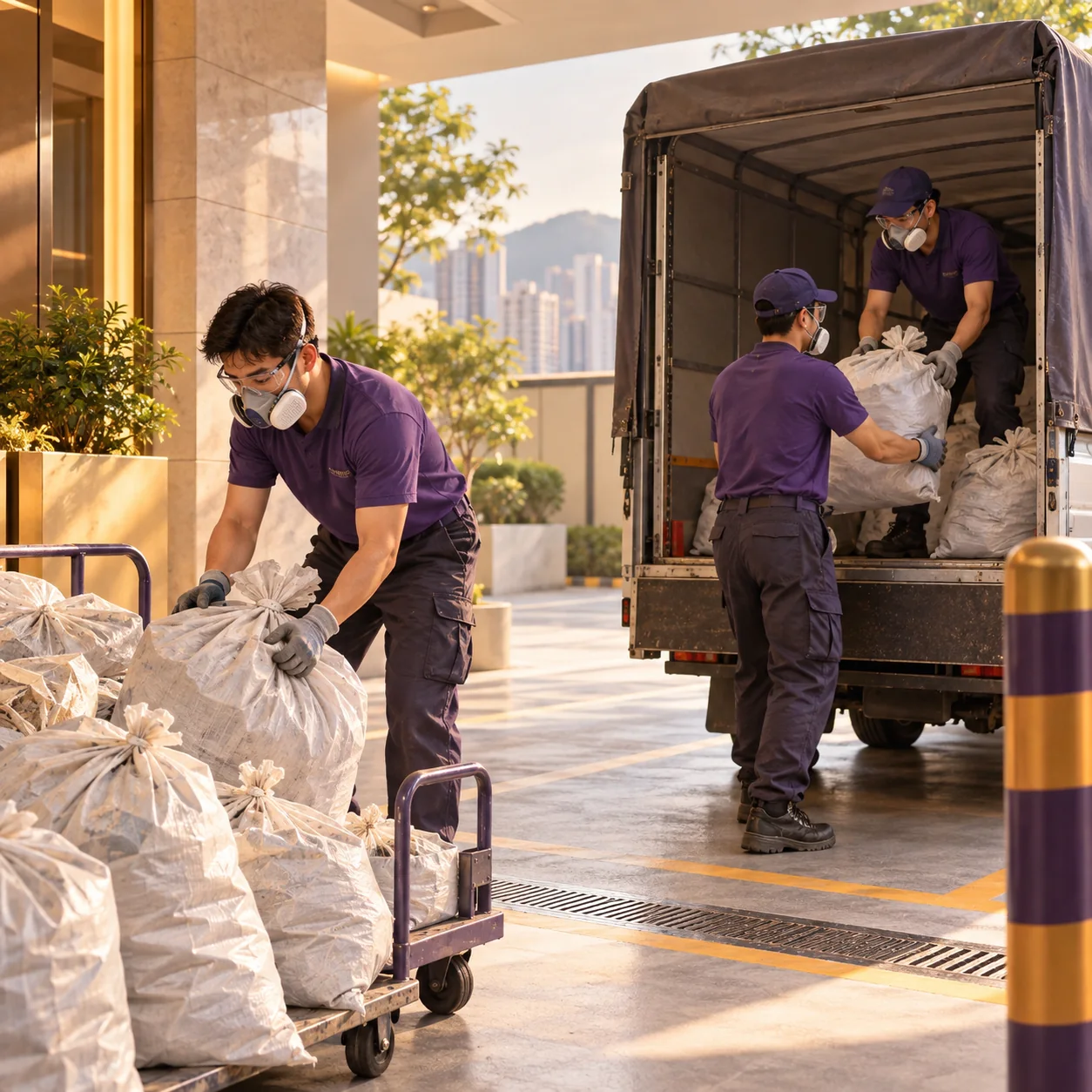 上善服務廢料上車遮蓋服務示意圖
