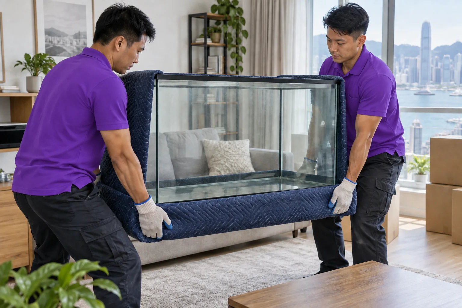 上善服務空魚缸搬運準備服務示意圖