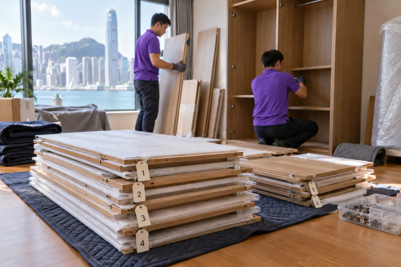 上善服務衣櫃層板次序整理服務示意圖