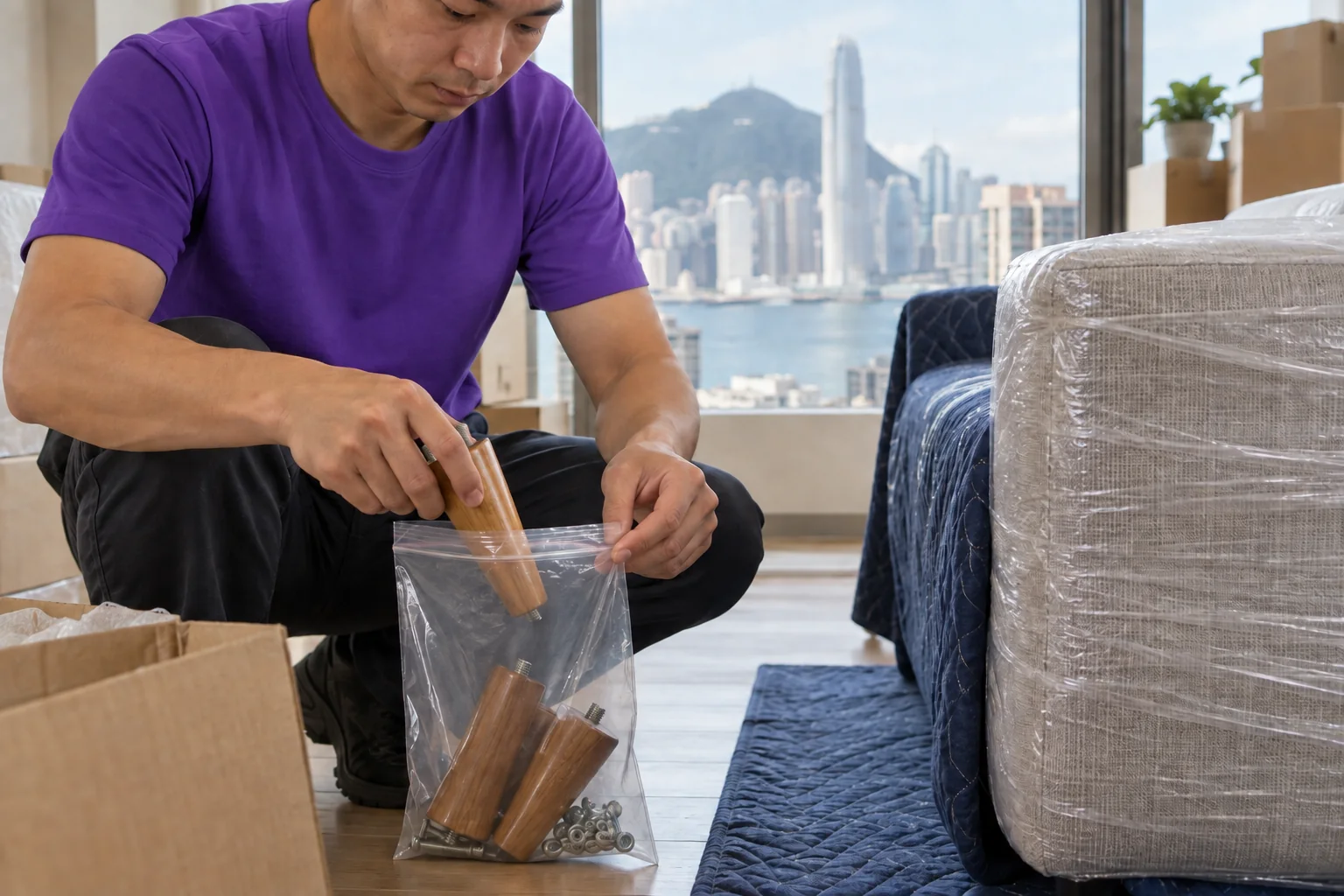 上善服務梳化腳配件封袋服務示意圖