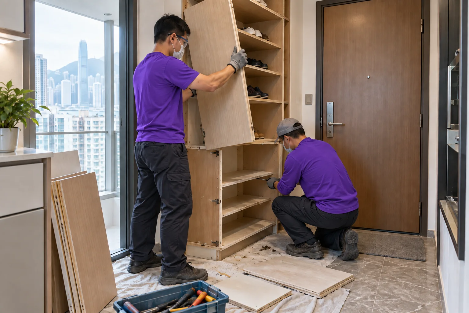 上善服務玄關鞋櫃逐件拆卸服務示意圖